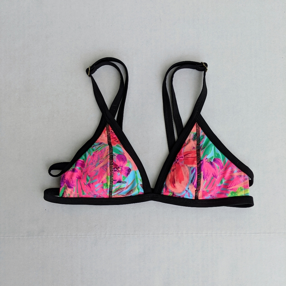 NWOT Tropical Print Bikini Top Sz Small